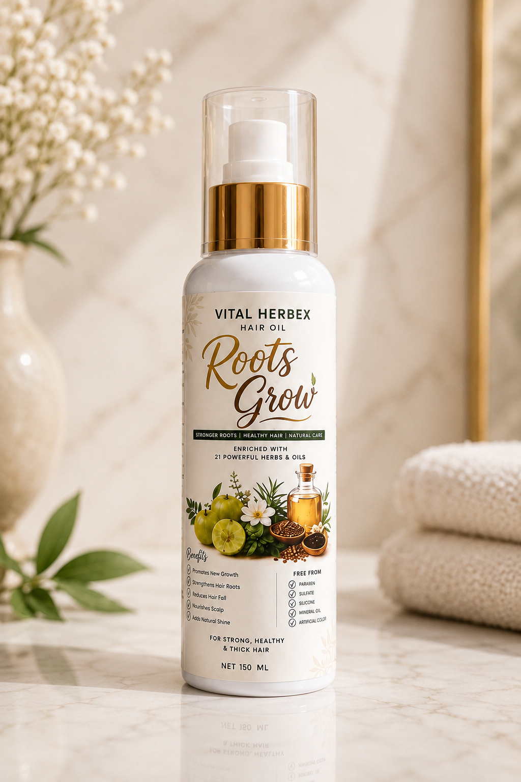 ROOTS GROW Hair Oil | Herbal Hair Growth & Hair Fall Care (150ml)